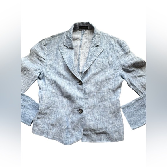 Strenesse Gabriele Strehle Heathered Blue Linen Blazer Women's size 6 - Picture 6 of 12